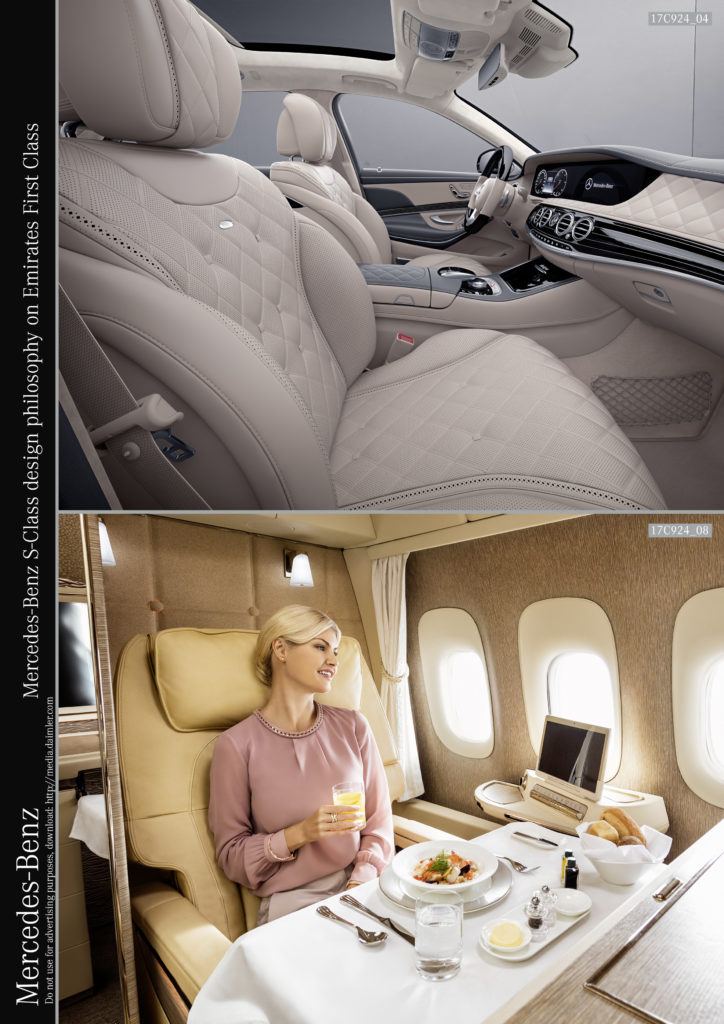 Internationale Markenkooperation von Mercedes-Benz und Emirates Airline: First Class fliegen – inspiriert von Mercedes-Benz