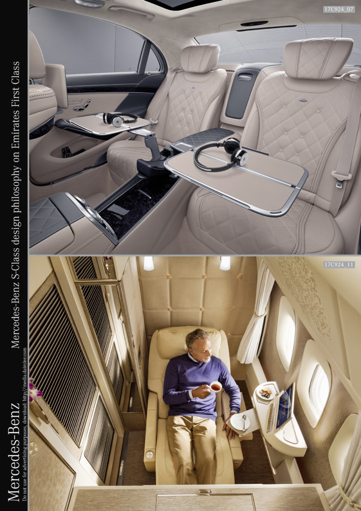 Internationale Markenkooperation von Mercedes-Benz und Emirates Airline: First Class fliegen – inspiriert von Mercedes-Benz